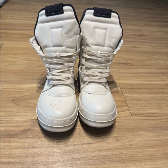 Rick Owens Black and White High-Top Sneakers - Picture 3 of 11